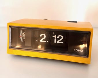 Retro Copal RP-200 Flip Clock | Mid Century | Banana Yellow, 70's Japan