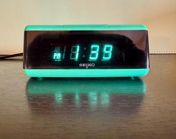 Digital Alarm Clock | Seiko | VFD Display | Surf Green | Japanese Import | 70's