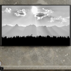 Papel de parede para TV 8K 4K | "Montanhas Raio de Sol" | Paisagem | Montanhas | Kananaskis