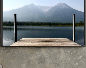 Printable Wall Art  | "Mountain Dock" Canmore | Landscape | Mountains | Lake | Alberta