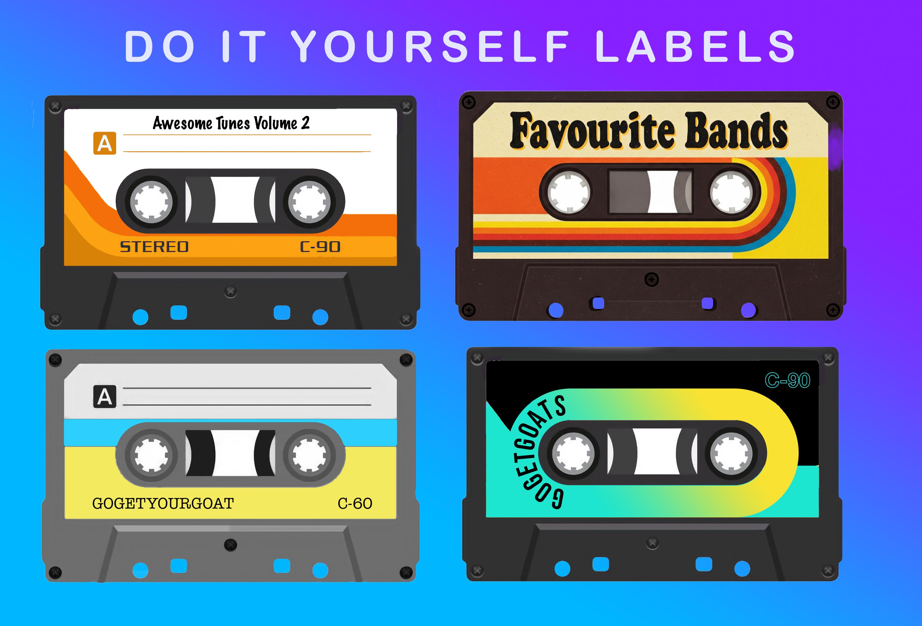 Jカード付きカセットラベルテンプレート | 4種類 | DIYミックステープ