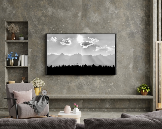 4K+8K Frame TV Art  | "Sunbeam Mountains" | Landscape | Mountains | Sunbeam | Alberta