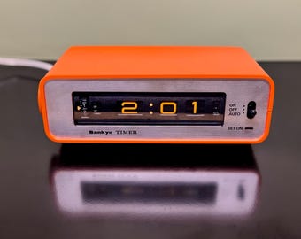 Sankyo DT351 Digital Clock Timer: Retro Tangerine Rolling Flip, New Old Stock