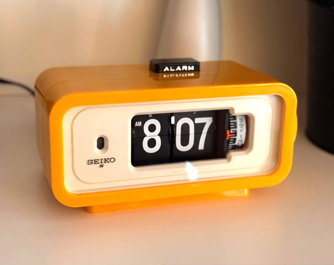 Featured listing image: Vintage Seiko DP666 Flip Clock | Mid Century | Mellow Yellow, 70's Japan