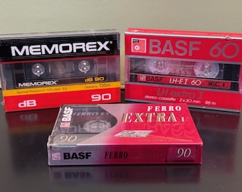Lot of 3 - Type 1 BASF & Memorex Cassette Tapes | 1988 | France