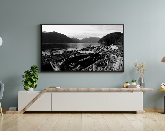 4K+8K Frame TV Art  | "Driftwood Beach" | Landscape | Winter | Vancouver