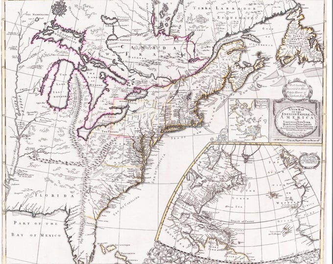 English Empire in America 1719 | High Resolution Map | 151 Megapixel