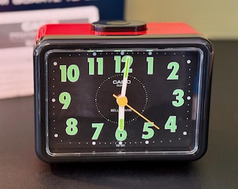 Casio TQ-321 Alarm Clock | Glowing Hands | Rousing Red, NOS, 80's Japan