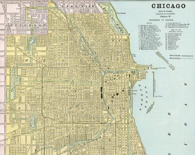 Chicago Circa 1885 | High Resolution Map | 25 Megapixel