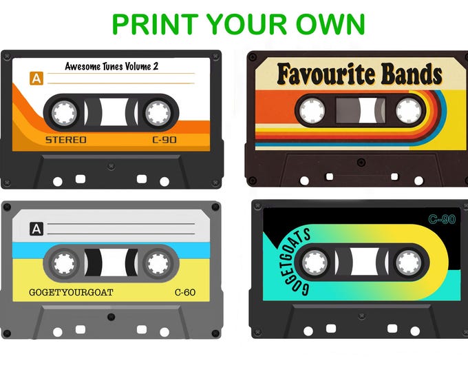 Cassette Tape Label Templates | 2 Types | Digital Download