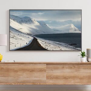 4K+8K Frame TV Art  | &quot;Harrison Fjord, Iceland&quot; | Landscape | Winter | Minimal | Iceland