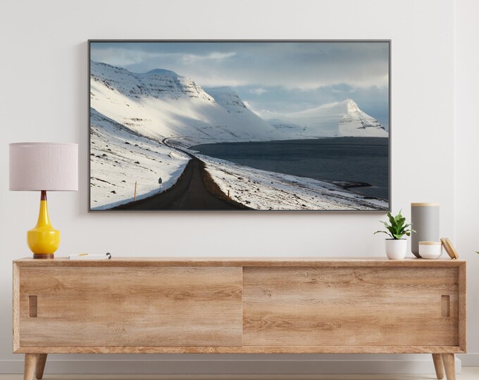4K+8K Frame TV Art  | "Harrison Fjord, Iceland" | Landscape | Winter | Minimal | Iceland