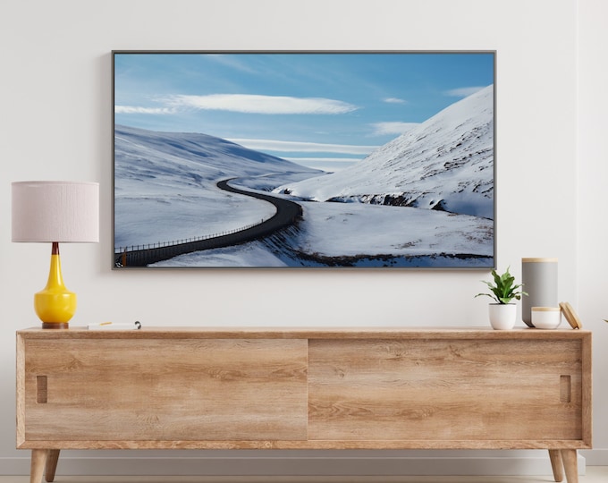 4K+8K Frame TV Art  | "Long Road, Iceland" | Landscape | Winter | Minimal | Iceland