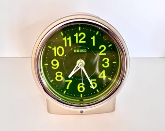 Seiko Travel Alarm Clock | New Old Stock | Glowing Green, 90's Japan