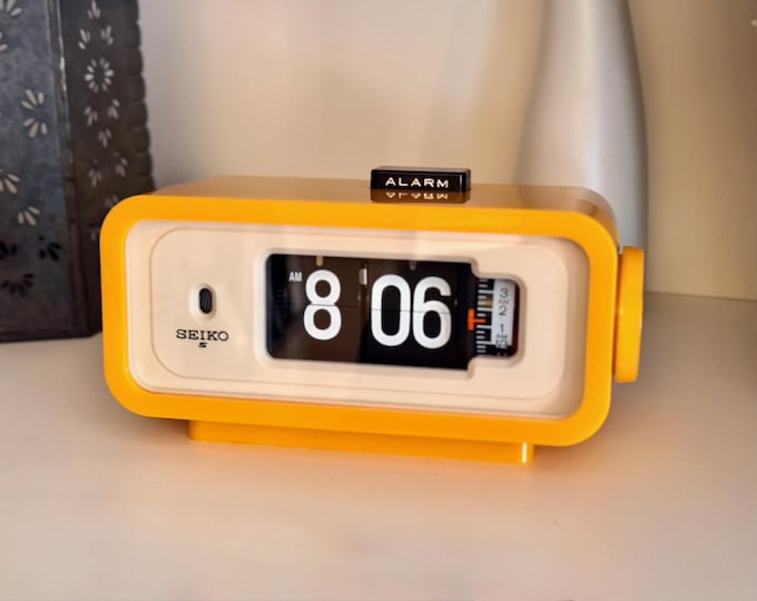 Featured listing image: Vintage Seiko DP666 Flip Clock | Mid Century | Mellow Yellow, 70's Japan