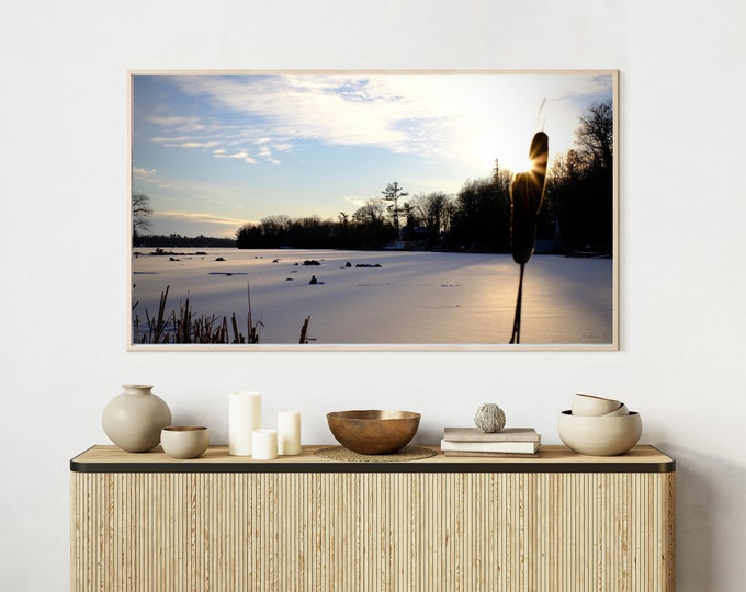 4K+8K Frame TV Art  | "Winter Lagoon" | Landscape | Winter | Minimal | Canada