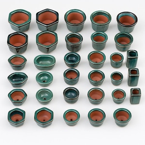 Unique plant pottery, seeding planter, Bonsai pottery, pottery for plants, handmade pottery, Ceramic Planter with drain hole, pack of 3 pots