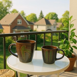 Unique Handmade Large Ceramic Coffee Mug, Idea Big Tea Cup for Office and Home, Keeps Warm mug. Perfect Gift for Christmas, New Year