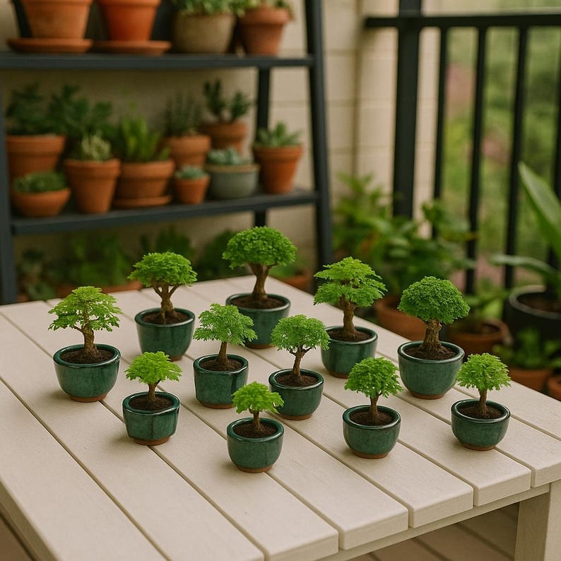 Unique plant pottery, seeding planter, Bonsai pottery, pottery for plants, handmade pottery, Ceramic Planter with drain hole, pack of 3 pots image 5