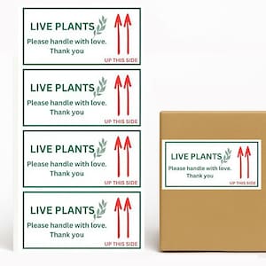 200 pcs Adhesive Labels Live Plants Sticker 2.5 x 5in Live Plants Please Handle with Love Labels for Shipping Cartons Mailing Boxes Envelope