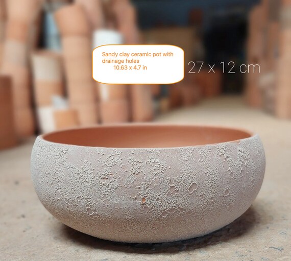 Shallow Sandy Clay Pot With Drainage Hole, Bonsai Pot, Succulent Plant Pots,  Cactus Planting Pot Pottery for Healthy Plant Made in Vietnam - Etsy