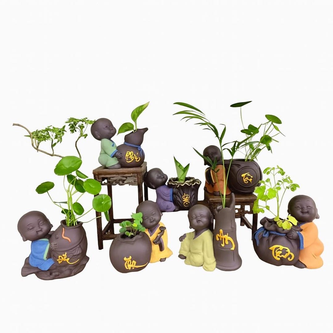 Unique And Distinctive Planter In Shape Of A Happy Little Monk Plant Unique And Distinctive Planter In Shape Of A Happy Little Monk Plant