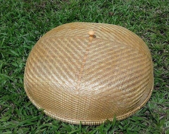 Handwoven Bamboo food cover Style Handcrafted Eco-Friendly Woven rattan Table food net,Patio Bug Net for Outdoor Camping Picnics Parties BBQ