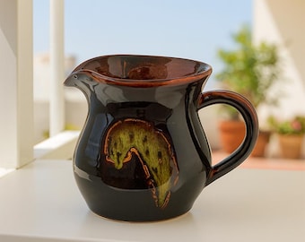 Unique Handmade Ceramic Creamer Pitcher with Handle, ceramic milk cup, milk Pitcher Perfect Gift for Christmas, New Year