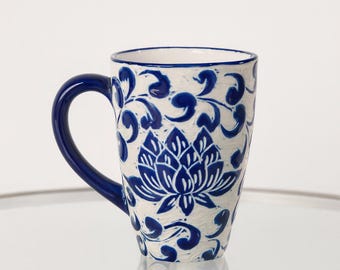 Unique Handmade Ceramic Coffee Mug, Idea Big Tea Cup for Office and Home, Perfect Gift for Christmas, New Year