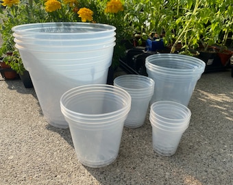 Clear plant pots, Clear plastic plant pots, nursery pots, Clear pot with drainage, orchid pots, Transparent plant pots 2.5in to 10in