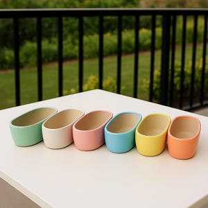 pot ovale en céramique avec trou de drainage - De la poterie pour une plante saine - Pots de plantes succulentes fabriqués au Vietnam