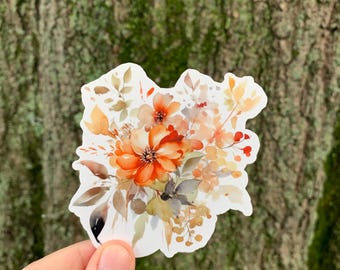 Watercolor October Floral Stickers Fall Flower Cozy Fall Stickers Fall Stickers Autumn Fall Vibes Stickers Fall Is Here Thanksgiving Sticker