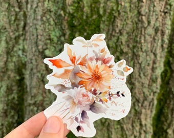 Watercolor October Floral Stickers Fall Flower Cozy Fall Stickers Fall Stickers Autumn Fall Vibes Stickers Fall Is Here Thanksgiving Sticker