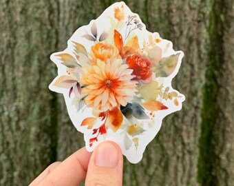 Watercolor October Floral Stickers Fall Flower Cozy Fall Stickers Fall Stickers Autumn Fall Vibes Stickers Fall Is Here Thanksgiving Sticker