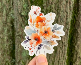 Watercolor October Floral Stickers Fall Flower Cozy Fall Stickers Fall Stickers Autumn Fall Vibes Stickers Fall Is Here Thanksgiving Sticker