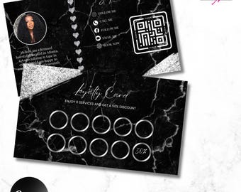 Business Card Template, Loyalty Card Business Card, DIY Custom Template, Hair Makeup Lashes Nails, Premade Canva Template, Book Now