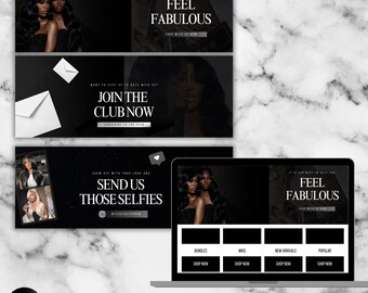 Editable Website Banner Templates | Hair Shopify Wix Web Banners | Web Slide Banners