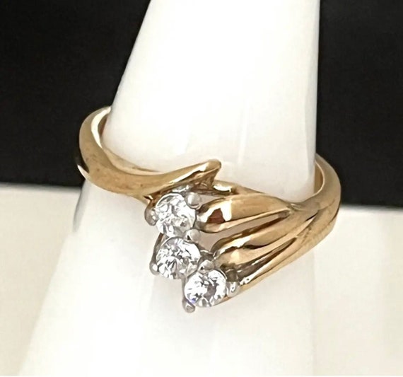Vintage Ring Cubic Zirconia 14K Yellow Gold Elect… - image 1