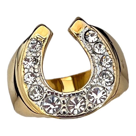 Gold Horseshoe Ring / Mid Century Estate C1960 10K Go… Gem