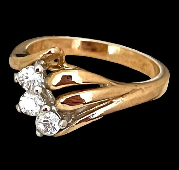 Vintage Ring Cubic Zirconia 14K Yellow Gold Elect… - image 3