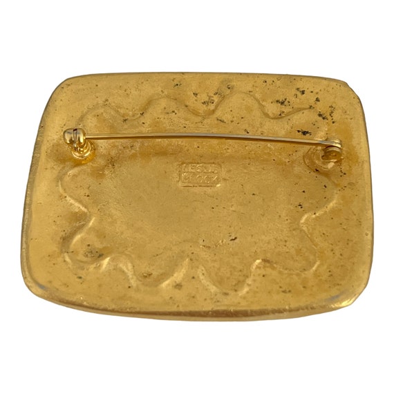 Vintage Pin Signed Leslie Block Etruscan Matte Go… - image 2