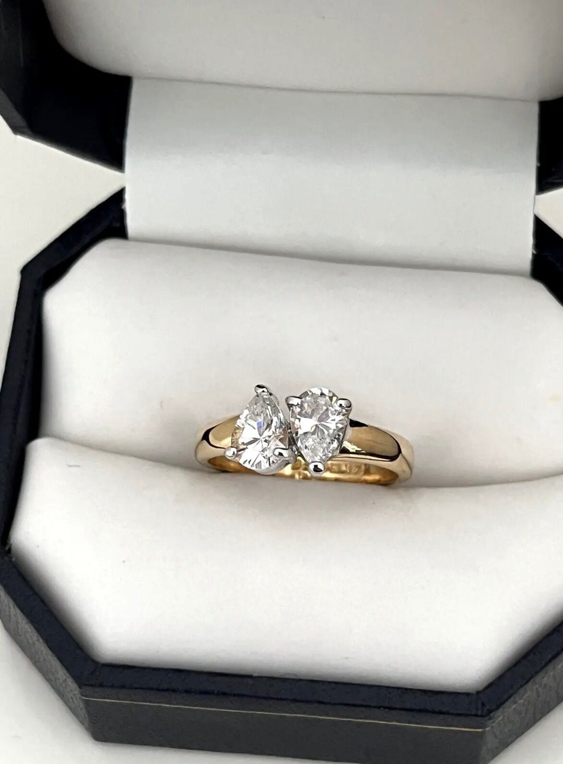 Vintage Ring Cubic Zirconia 14K Yellow Gold Electroplate Cocktail Ring ...