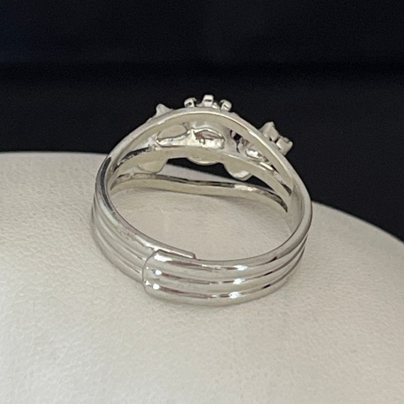Vintage Ring Silver Tone Prong Set Crystals Retro… - image 3