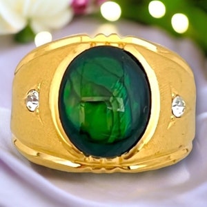 Vintage Clark and Coombs Abalone Shell Ring 18K Gold Plate Gold Electroplate Retro Cocktail Ring Art Deco