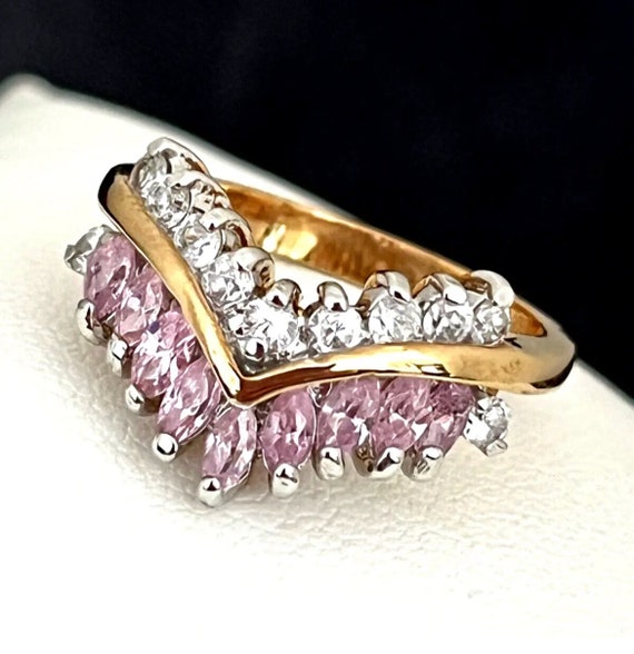 Vintage Ring Pink Tourmaline Cubic Zirconia With … - image 6