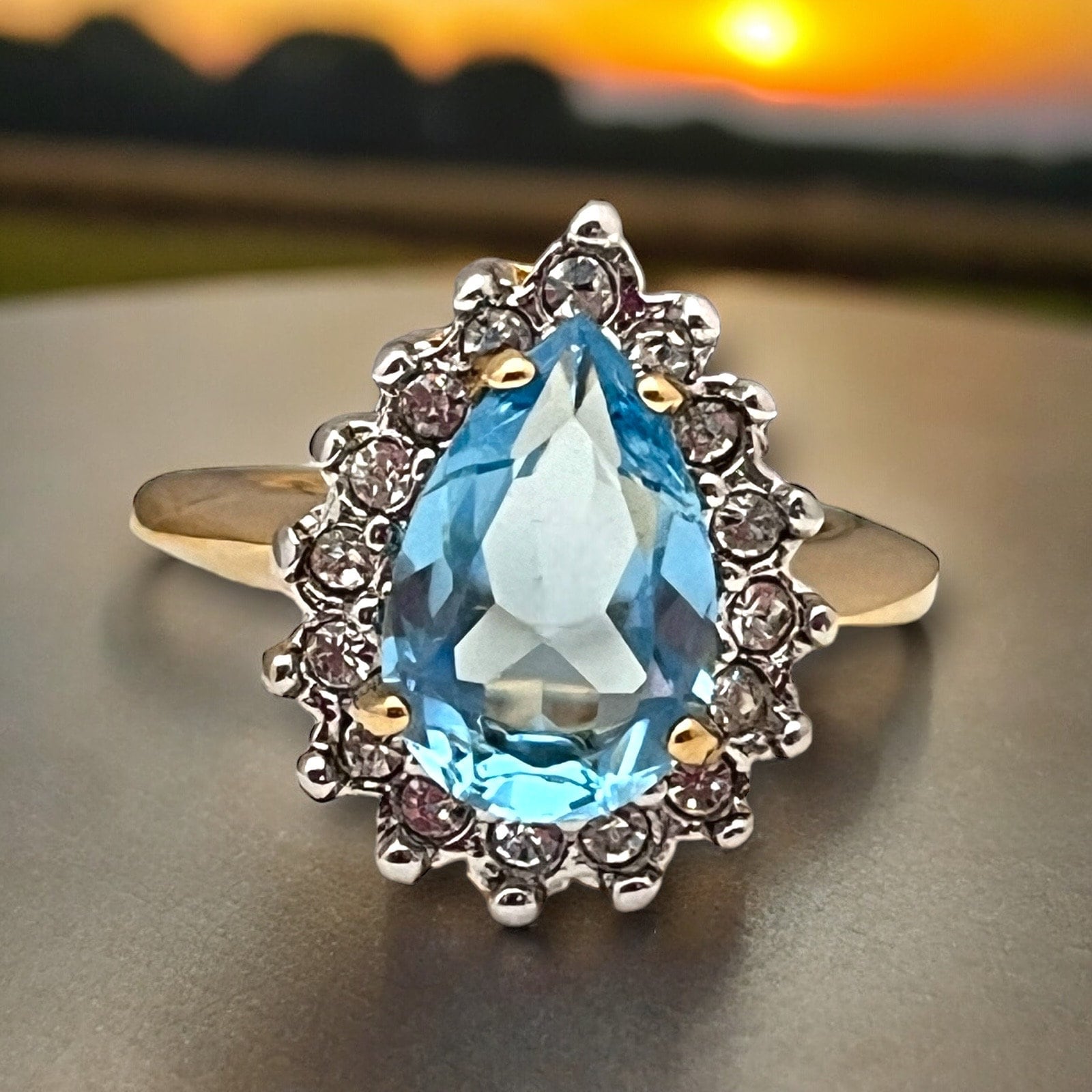 Bague Plaque Or Cubic Zirconium Vintage 1980 - Taille 52 - Neuf Vieux Stock