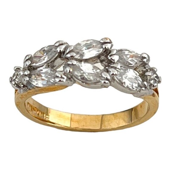 Vintage Ring Cubic Zirconia Cluster Ring 14K Gold… - image 2