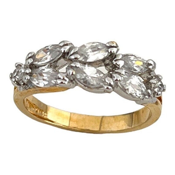 Vintage Ring Cubic Zirconia Cluster Ring 14K Gold… - image 3