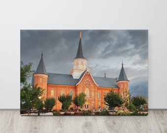 Provo Utah Temple Print. LDS Wall Art, Utah Temples, Cloudy Sky Print