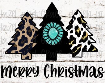 Leopard und Türkis Weihnachtsbaum NUR Digitaler PNG Download